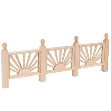Imagem de Estink 1:12 Corrimão de Casa de Bonecas Mini Grade de Varanda de Madeira para Acessórios de Casa de Bonecas Decoração Jardim Pátio DIY Colorável 9,1 Polegadas