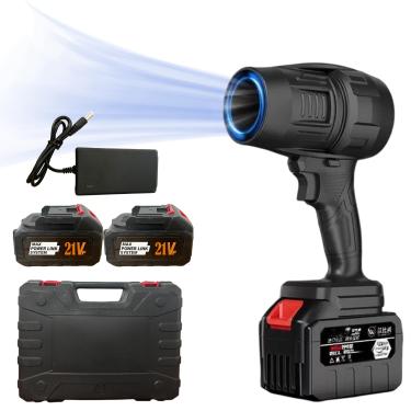 Imagem de Soprador de folhas sem fio, soprador portátil de alta velocidade de 16.000 RPM com 2 baterias e carregador de 4,0 Ah – soprador de jato portátil para limpeza de pátio, sopro de neve, folhas e poeira