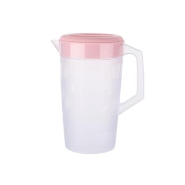 Imagem de PRETYZOOM Jarra de plástico, jarra transparente para bebidas de chá gelado, jarro de água, jarro de bebidas, jarra de suco para geladeira, 2000 ml, rosa