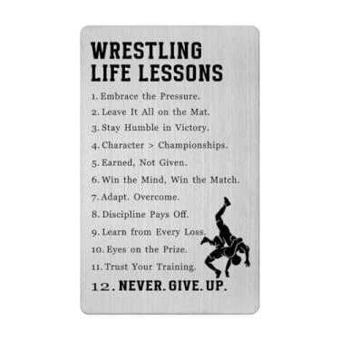 Imagem de Richesele Wrestling Life Lessons Wallet Card - Motivational Gifts for Wrestlers Athletes Coaches - Sports Inspiration Card for Men Women - Wrestling Gift for Birthday Christmas Graduation