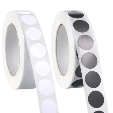 Imagem de LIQWEI 2000 peças de adesivos pequenos círculos, adesivos de círculo preto e branco, etiquetas redondas pequenas de código, rolo de adesivo de garagem para escritório, sala de aula de estudantes e
