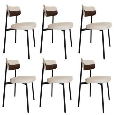 Imagem de Conjunto 6 Cadeiras de Jantar Alloa Tecido Mesclado Est.Preta - Metali