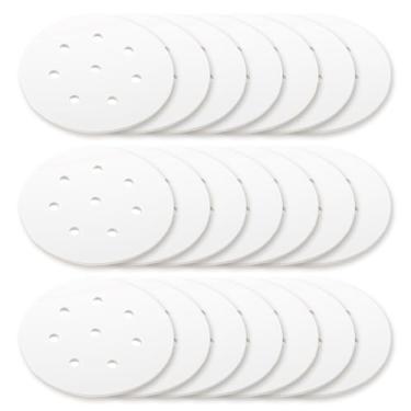 Imagem de YBEATY 400 peças de forros pequenos de bambu para vaporizador, redondo, 10 cm, mini papel a vapor antiaderente com furos, forros de fritadeira a ar, papel pergaminho perfurado para cesta de vapor