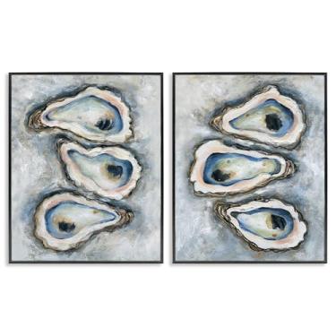 Imagem de Stupell Industries Conjunto de arte giclée emoldurado em preto com 2 peças Oyster Bar Trios, design de Carol Robinson, 20 x 16