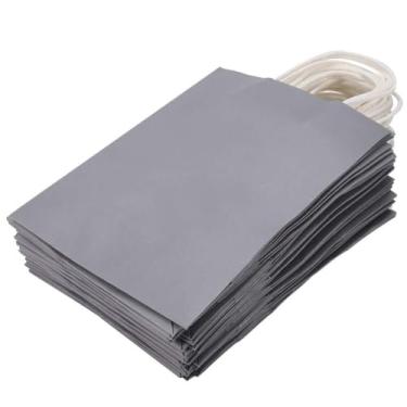 Imagem de MUNEFE 25 PCS Kraft Paper Gifts Bag, sacos de papel com alças, sacos de presentes com alças para festas, compras, saída e outras ocasiões (Silver)