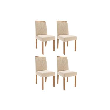 Imagem de Kit 4 Cadeiras Sala Jantar Clarice Wood 4 Un Carvalho/Suede Nude Bege - Cimol