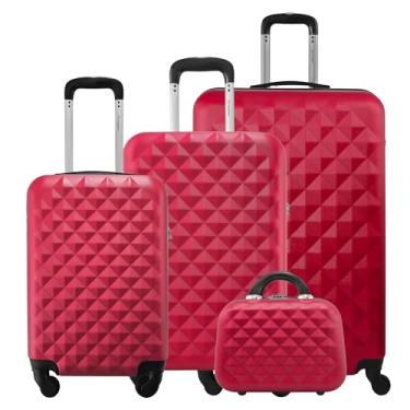 Imagem de Kit 3 Malas Rígidas de ABS 360° 10kg 23kg e 32kg com Cadeado Gladiador Diamond D1C3 com Frasqueira (Cereja)