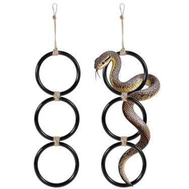 Imagem de DNAMYJME 2 anéis de escalada de cobra para bola Python, anéis de escalada de enriquecimento de cobra, decoração de tanque Python, brinquedos de enriquecimento de répteis para cobras, cobras de milho