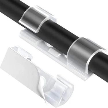Imagem de Organizador De Fios E Cabos Canaleta Transparente Kit 20 Pcs