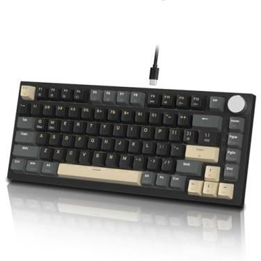 Imagem de ATTACK SHARK K85 Rapid Trigger 75% RGB com fio teclado mecânico para jogos junta,troca a quente,interruptor magnético de atuação ajustável programável,botão,TKL,teclas PBT para Win Mac Gamer (Preto)