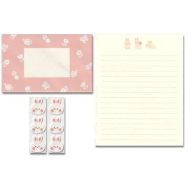 Imagem de KUDOS.JP Lindo conjunto de papel de carta de papelaria japonês, kawaii, com 12 papéis de escrita e 6 envelopes, selagem de coelho fofo, 6 peças, conjunto de presente para adolescentes, meninas e