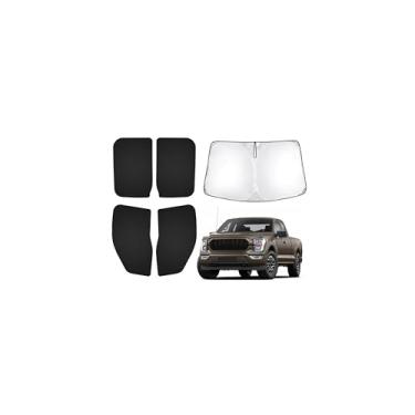 Imagem de T TGBROS Persianas de janela para Ford F150 2021-2025 2026 Conjunto completo de persianas blackout para F-150 Acessórios Capa de janela de privacidade dobrável 5 peças