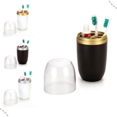 Imagem de Porta escovas creme dental com tampa 500ml - Arthi, Preto e Cinza