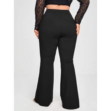 Imagem de Calça Legging Flare Feminina Plus Size Preta Cintura Alta e Conforto -