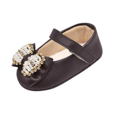 Imagem de Sapatilha Bebe Mania Laco Perola Conforto E Estilo Preta - Bebê Mania,