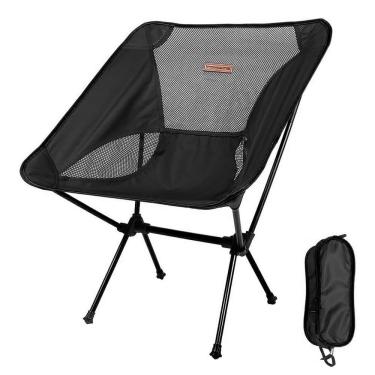 Imagem de Cadeira Dobrável de Camping Pesca Preta Tela Suporta 140kg