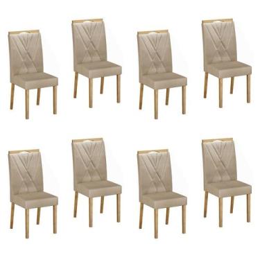 Imagem de Kit de 8 Cadeiras para Sala de Jantar Pés em Madeira Maciça Lara - Val