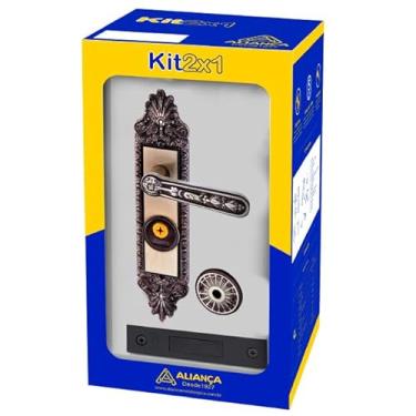 Imagem de Fechadura tetra colonial 2x1 alavanca s40mm latonado Aliança