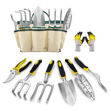 Imagem de QRD QIANRUIDA Conjunto De Ferramentas Jardinagem Com 8 Peças, Kit Resistente Liga Alumínio Para Jardinagem, Bolsa Armazenamento, Cabo Ergonômico Borracha, Presente Homens Ou Mulheres, Ambientes Inte