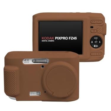 Imagem de Easy Hood Capa para Kodak PIXPRO FZ45, capa de câmera de silicone macio com capa de lente removível, capa protetora leve, ajuste personalizado para câmera FZ45 (marrom)