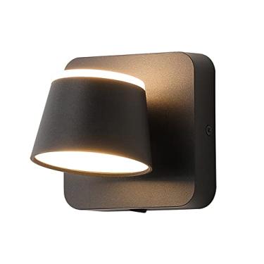 Imagem de Luminária de parede LED para cabeceira, luminária de parede com interruptor, luminária de leitura ajustável para parede, luminária de cabeceira giratória 360°, luzes de lavagem de parede int