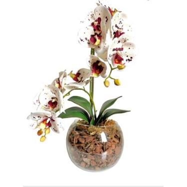 Imagem de Arranjo Orquidea Flor Artificial Decorativa Centro De Mesa Vaso de Vid