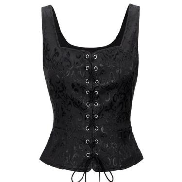 Imagem de Traje renascentista Century Star Corset Pirate Vest preto 3XL