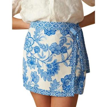 Imagem de Saia Talakeno Floral Wrap Mini Summer Beach para mulheres