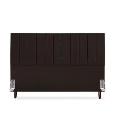 Imagem de Cabeceira De Casal King Carla 190 cm Com Frame Em Couro Marrom - Tifan