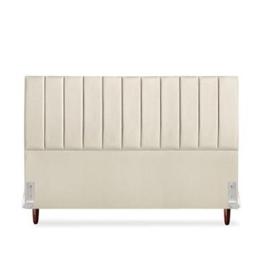 Imagem de Cabeceira De Casal King Carla 190 cm Com Frame Em Couro Bege - Tifanny