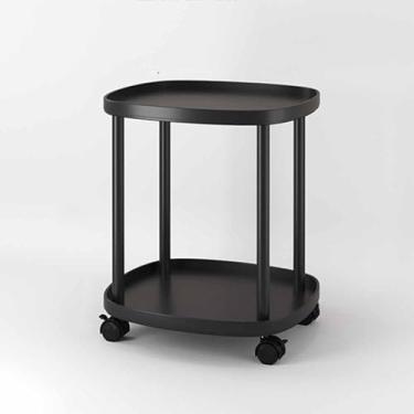 Imagem de Mesa Lateral De Sofá Prateleiras De Armazenamento Móvel Mesa De Centro Pequena De 2 Camadas Com Rodas Mesa De Cabeceira Minimalista Moderna Perna De Metal Para Sofá Cozinha Sal, A, One Size