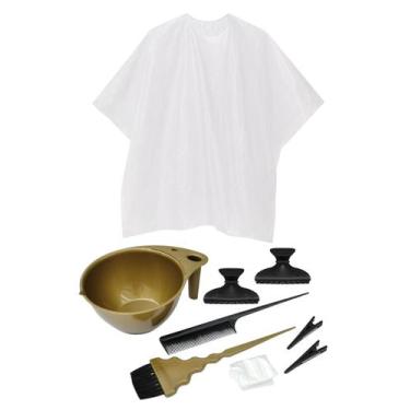 Imagem de Kit Tintura Profissional Completa Tigela Pincel Clips Piranha Pente Lu