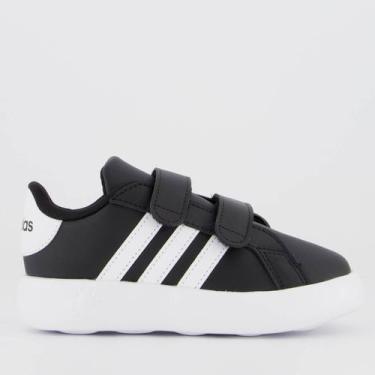 Imagem de Tênis Adidas Grand Court 2.0 CF Infantil Preto e Branco, 22