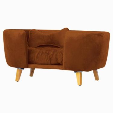 Imagem de Poltrona Cama Pet Hanna Estofada Tecido Veludo Divini Decor, Cobre