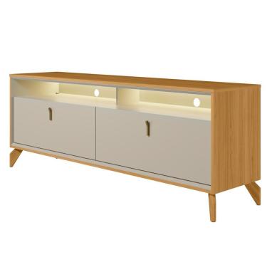 Imagem de Rack Para Sala de Estar TV 70 Pol Com LED 160cm Naomi L05 Tauari Off White Fosco - Lyam Decor