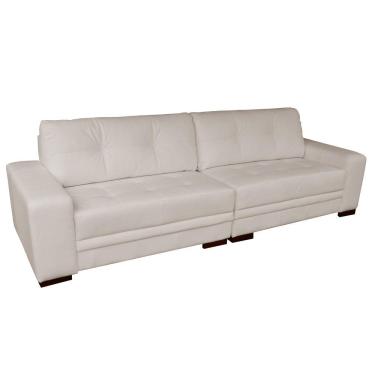 Imagem de Sofá 4 Lugares Bipartido Sala de Estar Milano 260cm Couro Off White - Gran Belo