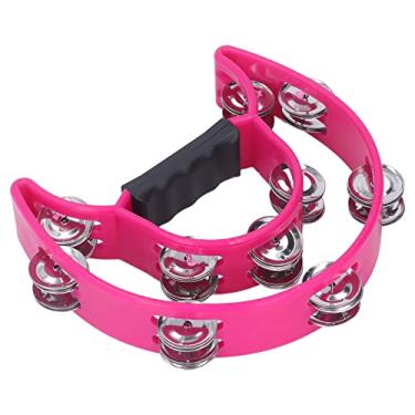 Imagem de RiToEasysports Pandeiro Musical de Jingles de Fileira Dupla para Festa KTV, Resistente e Durável, Material ABS Rosa