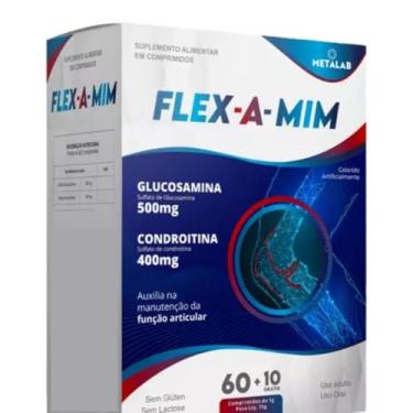 Imagem de Glucosamina 500mg + Condroitina 400mg, FLEX-A-MIM com 60 Comprimidos, Sem Glúten e sem Lactose Metalab