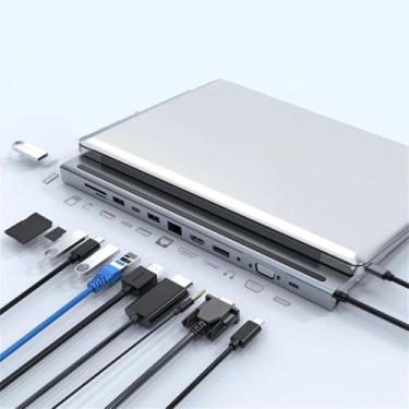 Imagem de Estações de ancoragem 12 em 1 para laptop USB C Hub Docking Station 1Gbps Ethernet Tipo-C PD 100W Porta/USB 3.0/Porta LAN 1000M
