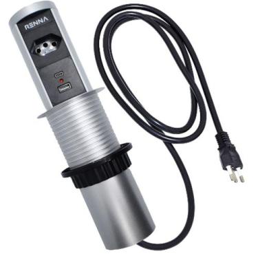 Imagem de Torre Tomada Automática Indução Wireless 1 T + 2 USB Prata - Renna