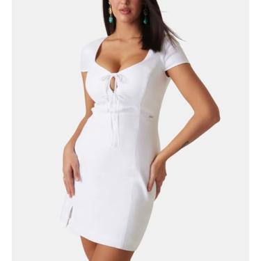 Imagem de GUESS Minivestido feminino Eco Isabeau com laços, Branco puro, GG