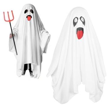 Imagem de Luqeeg Fantasia de Fantasma para Crianças e Adultos, Capa de Fantasma Assustador Fantasias de Halloween para Meninos e Meninas Cosplay Feriado Festa Vestimenta Branca (M)