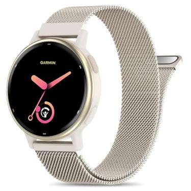 Imagem de EverAct Pulseira magnética de metal de 20 mm compatível com Garmin Vivoactive 5 / Vivoactive 6/3/3 Music, pulseira de malha de aço inoxidável de liberação rápida para Venu Sq 2 e Forerunner 55/165/245