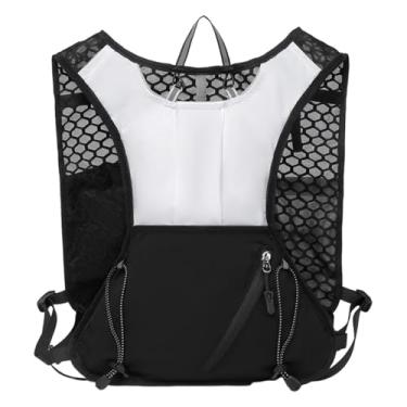 Imagem de simhoa Colete de corrida, mochila de caminhada, multiuso, masculino e feminino, equipamento leve para maratona com faixas refletivas, colete de hidratação, Branco Preto