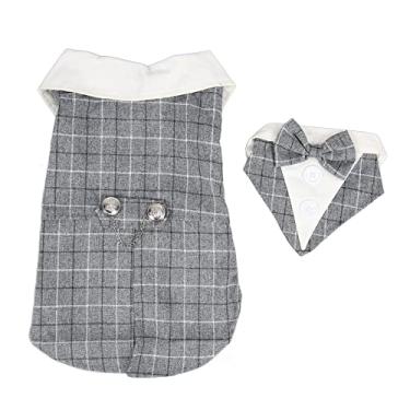 Imagem de Terno de casamento para animais de estimação, elegante, elegante, formal, smoking, para casamento, Halloween, festa de aniversário, cinza (G)