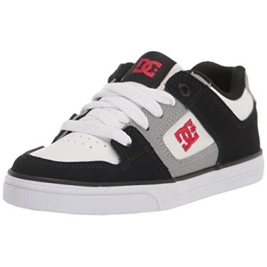 Imagem de DC Tênis de skate unissex infantil puro, Branco/Preto/Vermelho, 5.5 Big Kid