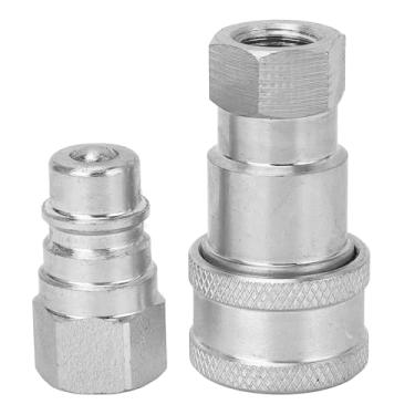 Imagem de Hyuduo Acoplador Rápido Hidráulico, Aço Endurecido, Conexões Hidráulicas de Conexão Rápida, 1/4 pol. NPT, Classificação de 4000 PSI, Conector Universal para Construção e Registro