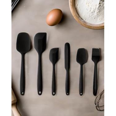 Imagem de 6 espátulas antiaderentes de silicone – espátula de borracha de design sem costura, raspador de cozinha flexível para assar, cozinhar, raspar e misturar, resistente ao calor e pode ser lavado na