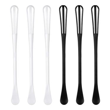 Imagem de 6 mini batedores, batedor pequeno de cozinha de cabo longo com colher misturador multifuncional pequeno batedor de ovo leite batedor de empurrar para cozinhar, assar, bater leite, café, chá, misturar