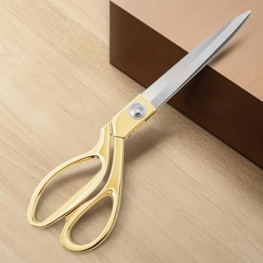 Imagem de Tesoura de costura de aço inoxidável de 26,7 cm, adequada para casa e lojas de costura, para costurar roupas e alfaiataria (dourada)